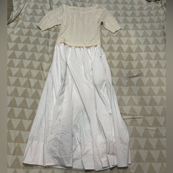 Tanya Taylor two texture knit midi dress ivory white - Picture 2 of 4